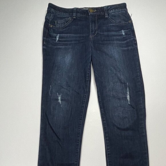 Wit & Wisdom Distressed Dark Wash Straight-Leg Women's Jeans size 4‎ With Button - Picture 5 of 9